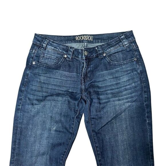 Rock & Roll Cowgirl Women's Flare Denim Jeans Size 31 Dark Wash Blue - Picture 3 of 8